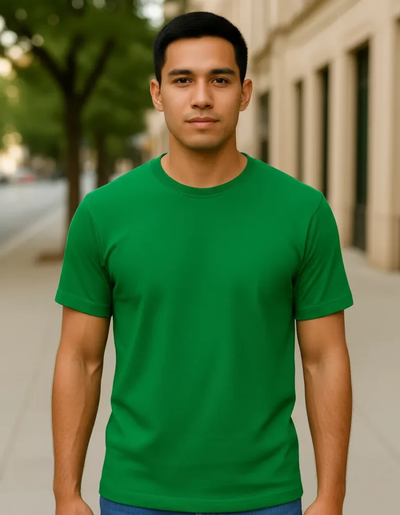 Look monocromático masculino em cor vibrante como tendência do Carnaval 2026, ideal para blocos de rua e eventos com forte apelo visual.