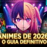 Banner principal com colagem dos animes de 2026: Jujutsu Kaisen Season 3, Hell's Paradise, Oshi no Ko, Frieren e Cosmic Princess Kaguya com o título O Guia Definitivo