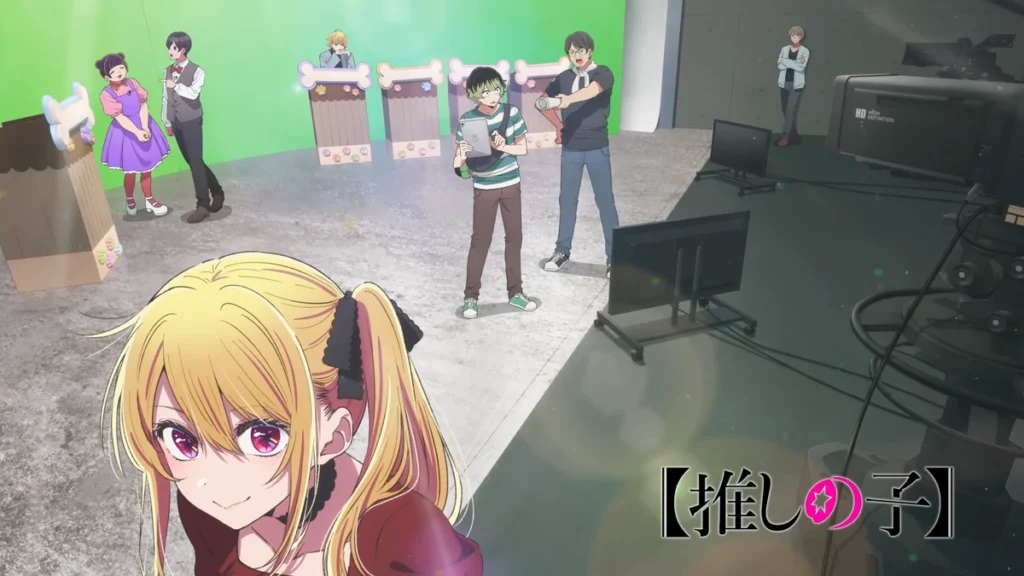 Close no rosto de Ruby Hoshino exibindo a estrela negra em seu olho, simbolizando o arco de vingança na 3ª temporada de Oshi no Ko