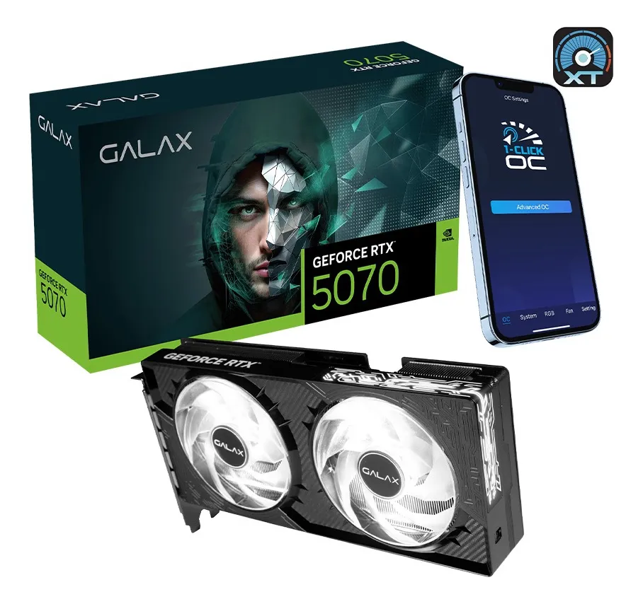 Modelo NVIDIA RTX 5070 em destaque, considerada a placa de vídeo mais equilibrada para upgrade em 2026 para jogar em Quad HD.
